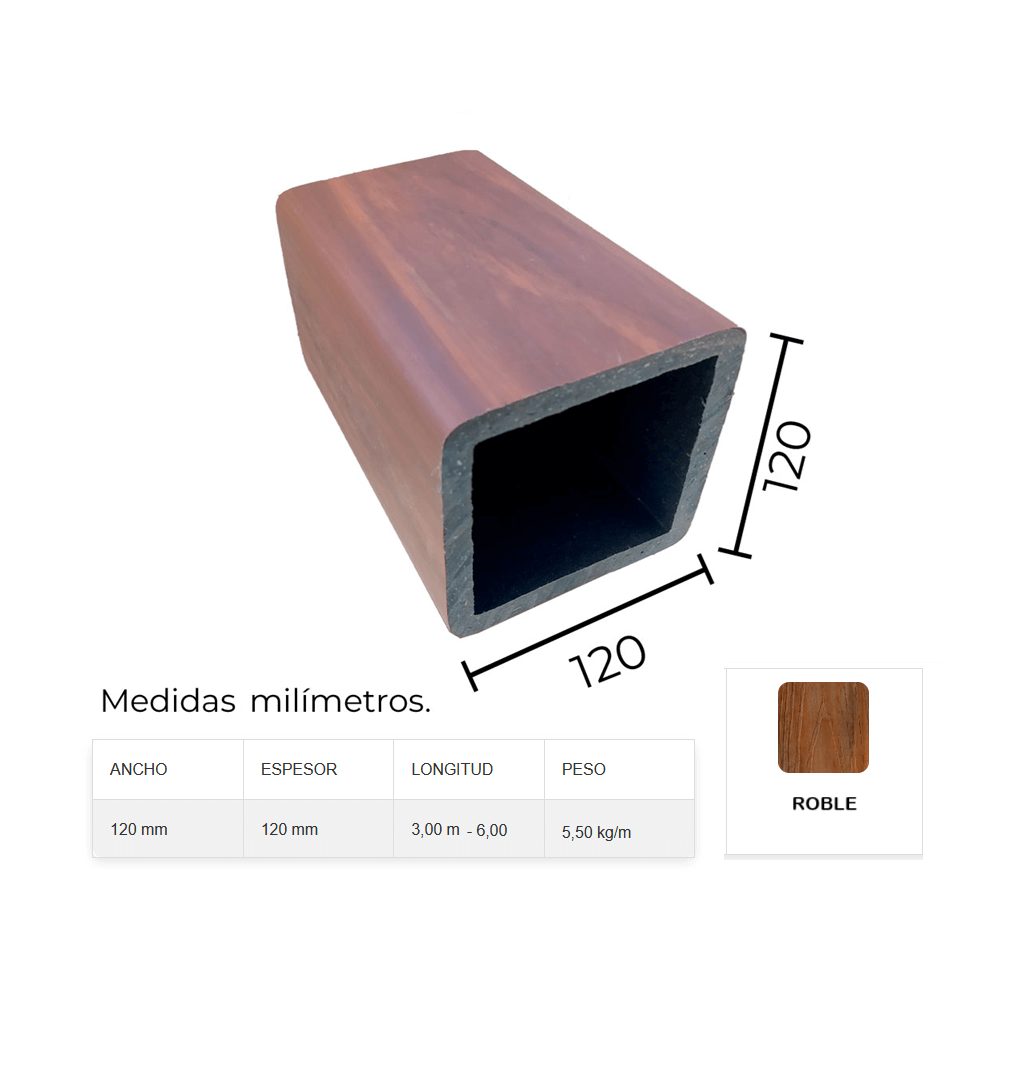 Columna de madera de plástico 120 x 120 mm
